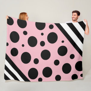 Schwarze und rosa Punkte und Streifen Decke