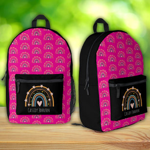 Schwarze und rosa Regenbogen-Kinder  Bedruckter Rucksack