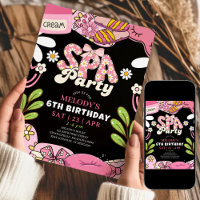 Schwarze und rosa Retro-Gasterei-Daisy-Spa-Party-G