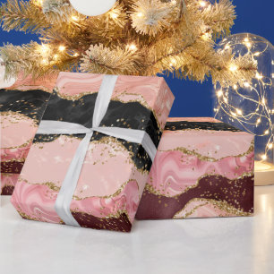 Schwarze und rosa Strasssteine Achat Geschenkpapier