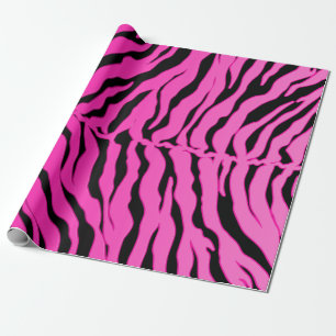 Schwarze und rosa Tiger-Streifen-Tierdruck Geschenkpapier