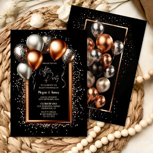 Schwarze und Rose Gold Ballons Hochzeit nach dem P Einladung