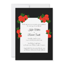 Schwarze und Rosen-Hochzeitseinladungen mit RSVP