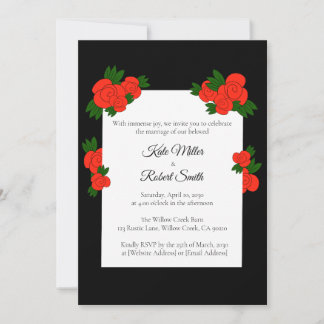 Schwarze und Rosen-Hochzeitseinladungen mit RSVP Einladung