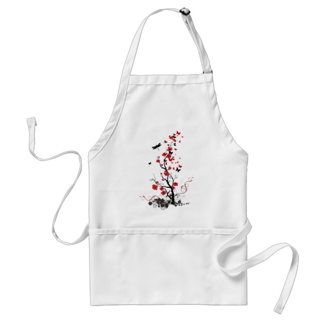 Schwarze und rote Blumen Schürze (Vorne)