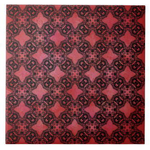 Schwarze und rote Diamantketten Fliese