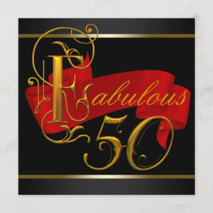 Schwarze und rote fantastische 50. Geburtstagsfeie Einladung