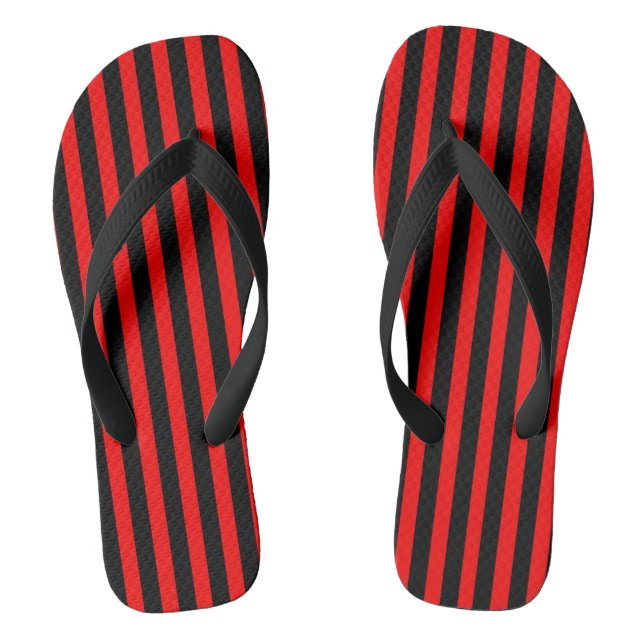 Schwarze und rote gestreifte Flip Flops (Fußbett)