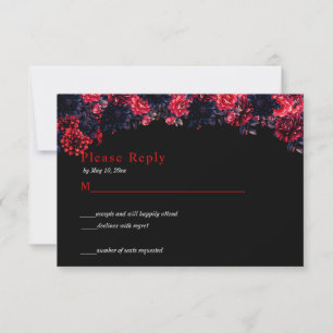 Schwarze und rote gotische florale dunkle RSVP-Kar RSVP Karte