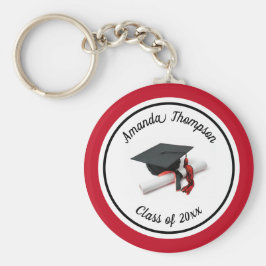 Schwarze und rote Graduierungskappe und Tassel Schlüsselanhänger