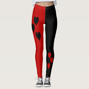 Schwarze und rote Herz-Leggings Leggings
