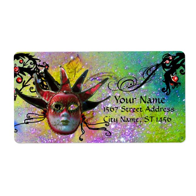 SCHWARZE UND ROTE JESTERMASK ,Party-Masquerade Lil (Vorne)