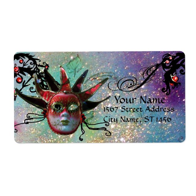 SCHWARZE UND ROTE JESTERMASKE ,Masquerade Party Bl (Vorne)