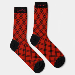Schwarze und rote karierte Weihnachts-Personalisie Socken