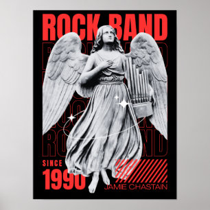 Schwarze und rote lustige Rockband-Musik Poster