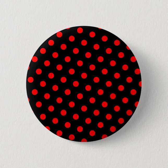 Schwarze und rote Polka-Punkte Button (Vorderseite)