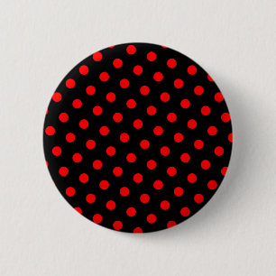 Schwarze und rote Polka-Punkte Button