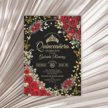 Schwarze und rote Rosen goldene Schmetterlinge Qui