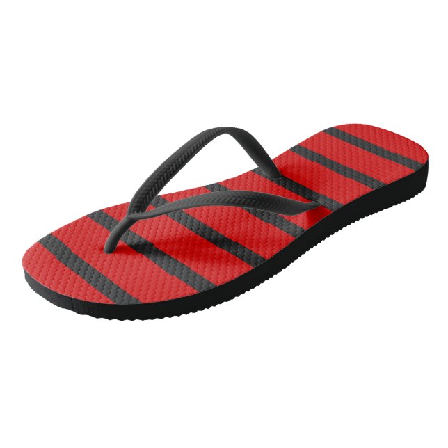 Schwarze und rote Streifen Flip Flops (Schrägansicht)