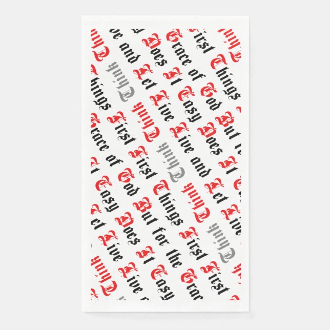 Schwarze und rote Text Recovery Slogans Serviette (Vorderseite)