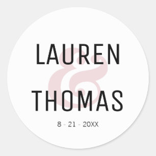 Schwarze und schwarze Ampersand-Hochzeitsticker Runder Aufkleber