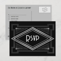 Schwarze und silberne Art Deco Gatsby-inspirierte 