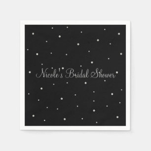 Schwarze und silberne Punkte Moderne Glam Hochzeit Serviette