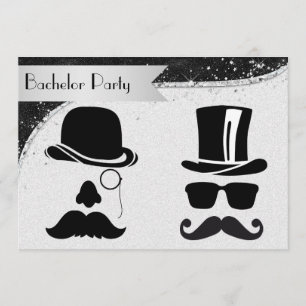Schwarze und silberne schwule Junggesellenabschied Einladung