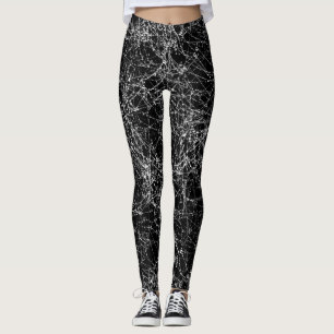 Schwarze und silberne Spinnennetz Chic Halloween K Leggings