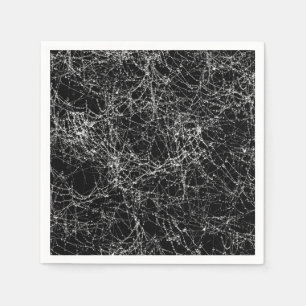 Schwarze und silberne Spinnennetze - Chic Hallowee Serviette