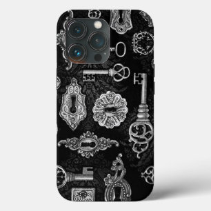schwarze und silberne Steampunktasten Case-Mate iPhone Hülle