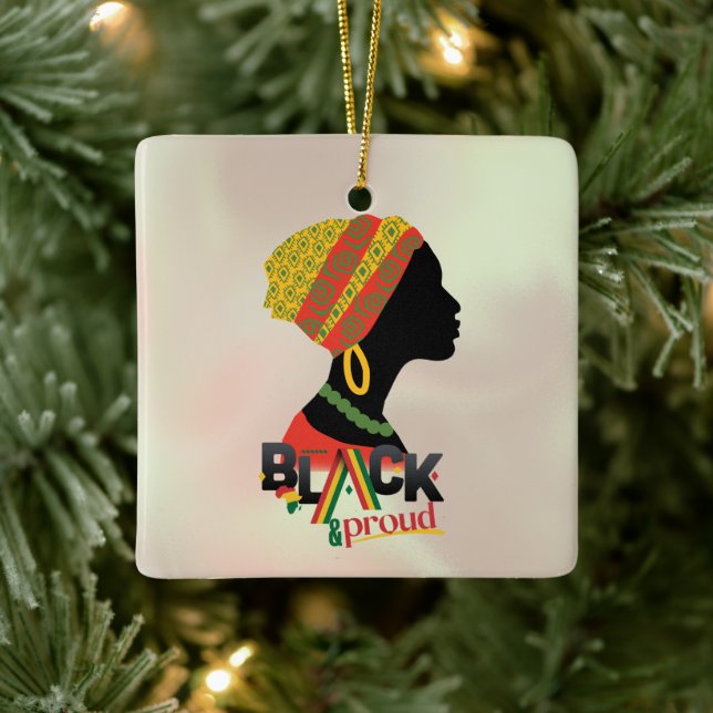 Schwarze und stolze Afrikanerin Keramikornament (Baum)