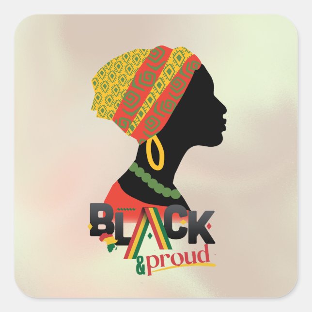 Schwarze und stolze Afrikanerin Quadratischer Aufkleber (Vorderseite)