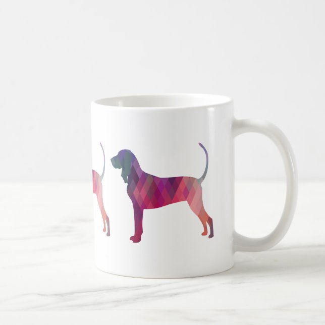 Schwarze und Tan Coonhound farbenfrohe Silhouette Kaffeetasse (Rechts)