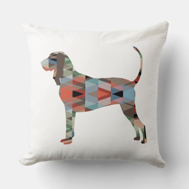 Schwarze und Tan Coonhound farbenfrohe Silhouette Kissen (Vorderseite)