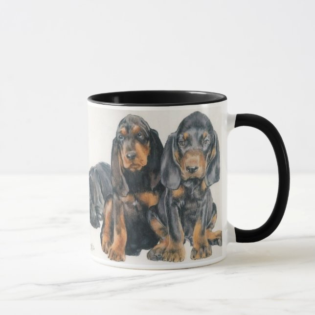 Schwarze und Tan Coonhound Welpen Tasse (Rechts)