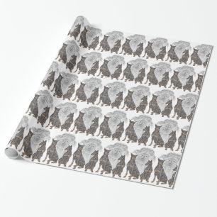 Schwarze und Tan Doberman Hunde Geschenkpapier
