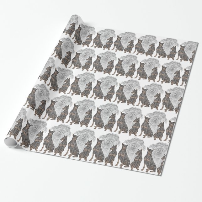 Schwarze und Tan Doberman Hunde Geschenkpapier (Ungerollt)