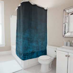 Schwarze und Teal-Grunge-Ombre-Textur Duschvorhang