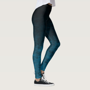Schwarze und Teal-Grunge-Ombre-Textur Leggings