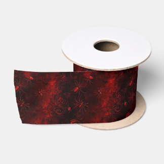 Schwarze und tiefrote Spinnengotikkrolle Satinband