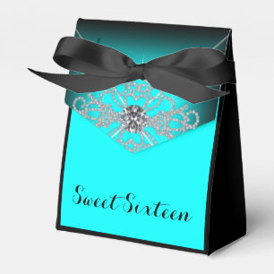 Schwarze und Türkisblaue Sweet 16 Geburtstagsfeier Geschenkschachtel