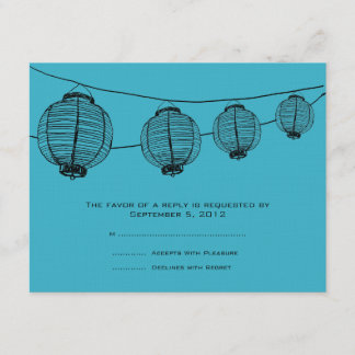 Schwarze und türkisfarbene Lanterns HochzeitsrSVP RSVP Karte
