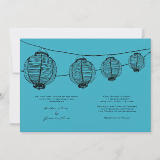 Schwarze und türkisfarbene Laternen zum Hochzeitse Einladung