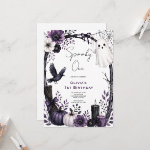 Schwarze und violette Geister-Halloween-Geburtstag Einladung
