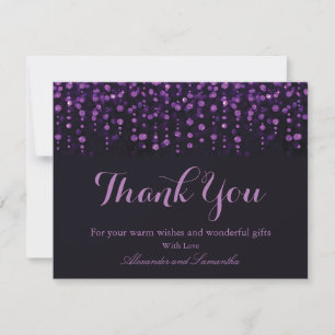 Schwarze und violette Glitter-Winter-Dankeskarten
