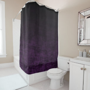 Schwarze und violette Grunge-Ombre-Textur Duschvorhang