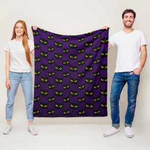 Schwarze und violette Katze mit gelben Augen, Hall Fleecedecke