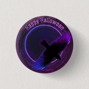 Schwarze und violette Krähe Button