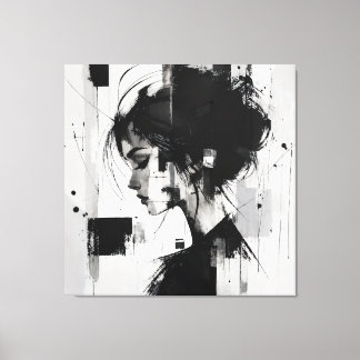 Schwarze und weiße abstrakte Kunst Leinwanddruck